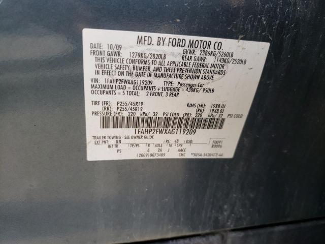 Photo 10 from auction – 2010 FORD TAURUS LIM with VIN 1FAHP2FWXAG119209