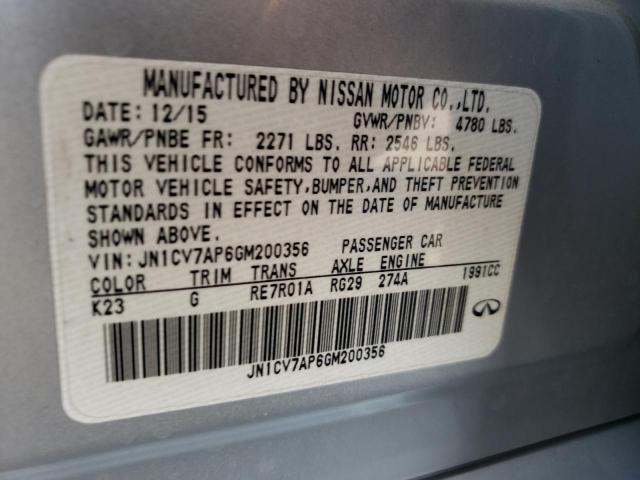 Photo 10 from auction – 2016 INFINITI Q50 BASE with VIN JN1CV7AP6GM200356