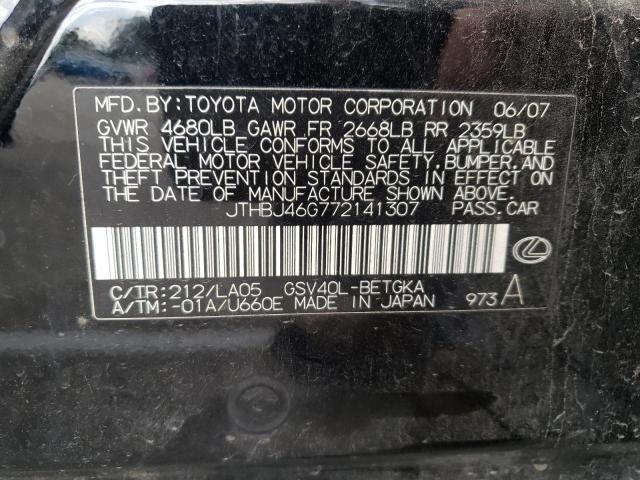 Photo 10 from auction – 2007 LEXUS ES 350 with VIN JTHBJ46G772141307