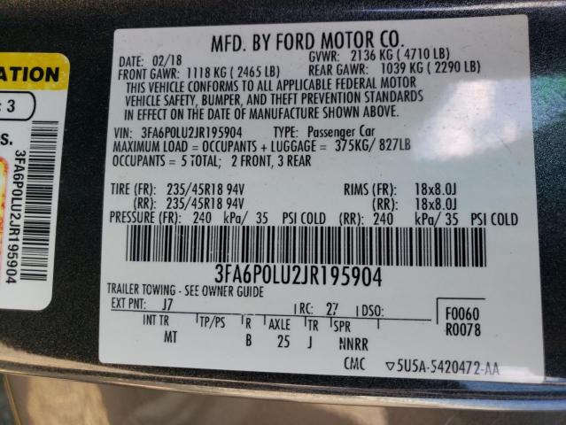 Photo 10 from auction – 2018 FORD FUSION SE with VIN 3FA6P0LU2JR195904