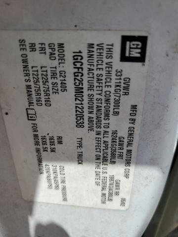 Photo 10 from auction – 2002 CHEVROLET EXPRESS G2 with VIN 1GCFG25M021220538