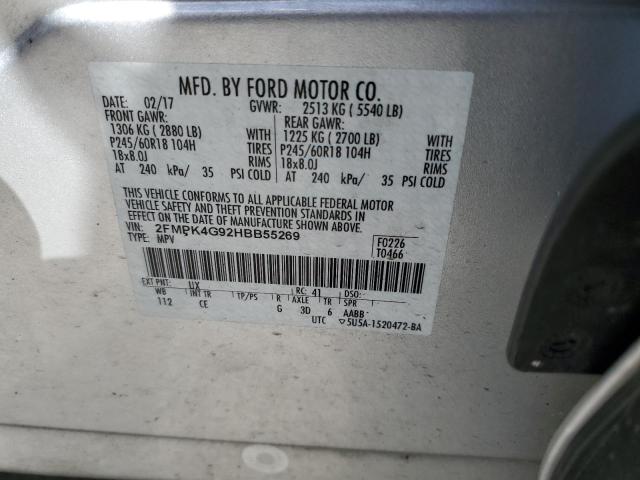 Photo 10 from auction – 2017 FORD EDGE SE with VIN 2FMPK4G92HBB55269