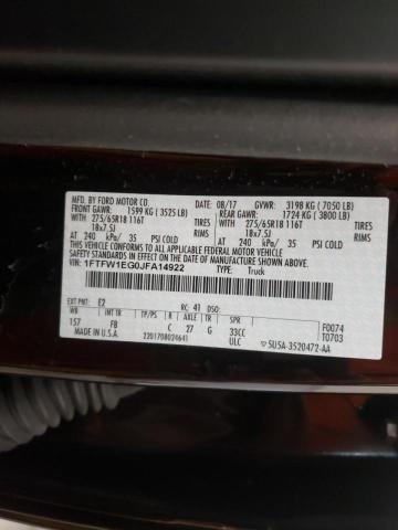 Photo 10 from auction – 2018 FORD F150 SUPER with VIN 1FTFW1EG0JFA14922