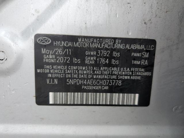 Photo 10 from auction – 2012 HYUNDAI ELANTRA GL with VIN 5NPDH4AE6CH073778