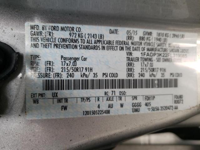 Photo 10 from auction – 2015 FORD FOCUS with VIN 1FADP3K22FL319085