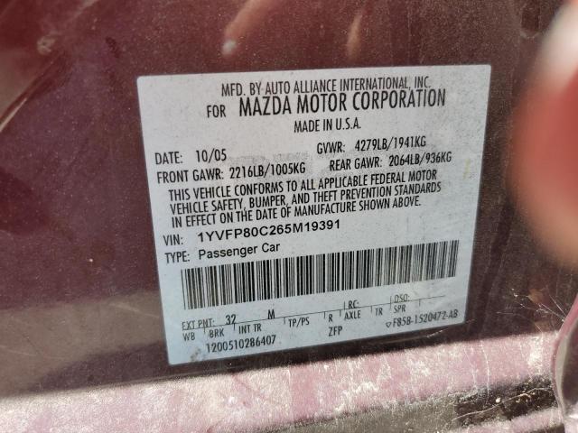 Photo 10 from auction – 2006 MAZDA 6 I with VIN 1YVFP80C265M19391