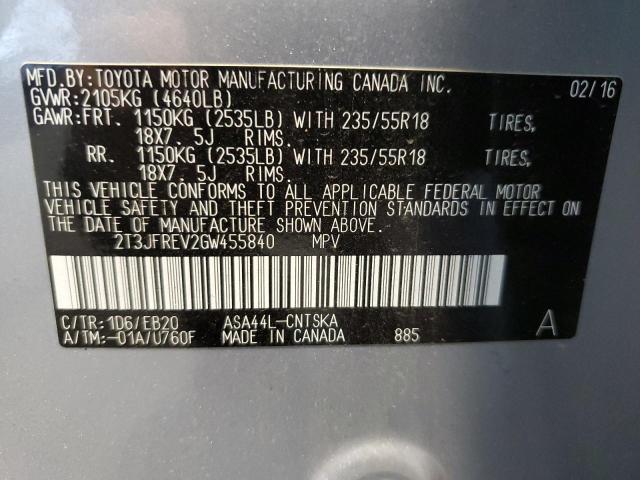 Photo 10 from auction – 2016 TOYOTA RAV4 SE with VIN 2T3JFREV2GW455840