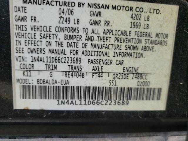 Photo 10 from auction – 2006 NISSAN ALTIMA S with VIN 1N4AL11D66C223689