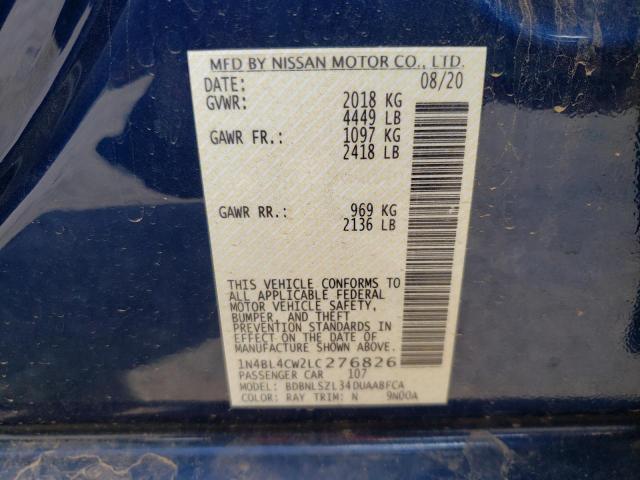 Photo 10 from auction – 2020 NISSAN ALTIMA SR with VIN 1N4BL4CW2LC276826