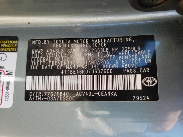 Photo 10 from auction – 2007 TOYOTA CAMRY CE with VIN 4T1BE46K07U607606