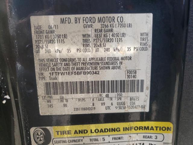Photo 10 from auction – 2011 FORD F150 SUPER with VIN 1FTFW1EF5BFB90342