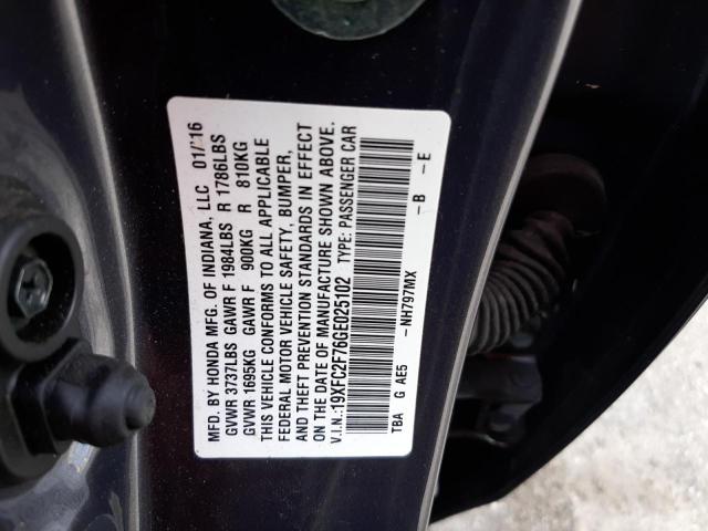 Photo 10 from auction – 2016 HONDA CIVIC EX with VIN 19XFC2F76GE025102