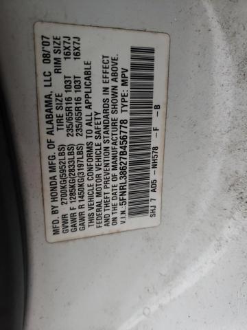 Photo 10 from auction – 2007 HONDA ODYSSEY EX with VIN 5FNRL38627B456778