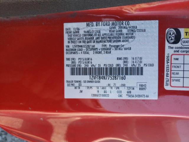 Photo 10 from auction – 2007 FORD MUSTANG with VIN 1ZVFT84N775287160