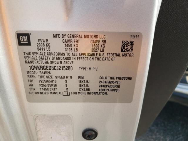 Photo 10 from auction – 2012 CHEVROLET TRAVERSE L with VIN 1GNKRGED8CJ215280