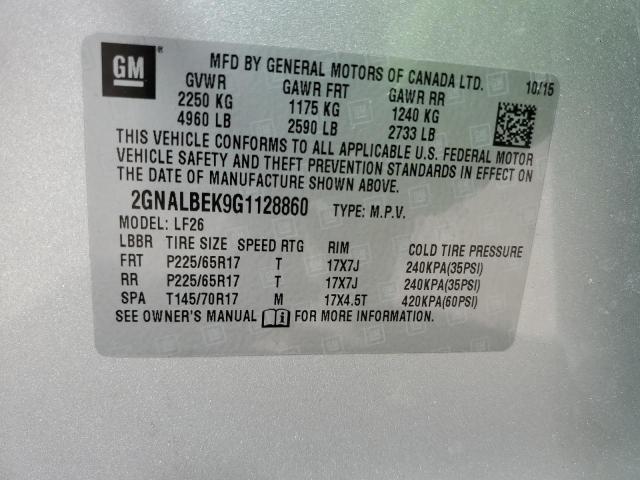 Photo 10 from auction – 2016 CHEVROLET EQUINOX LS with VIN 2GNALBEK9G1128860
