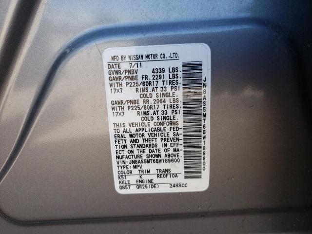 Photo 10 from auction – 2011 NISSAN ROGUE S with VIN JN8AS5MT6BW189600