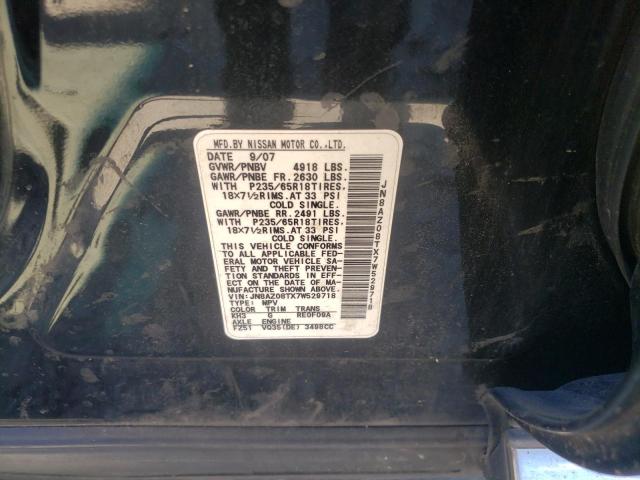 Photo 10 from auction – 2007 NISSAN MURANO SL with VIN JN8AZ08TX7W529718