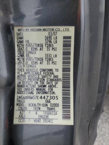 Photo 10 from auction – 2007 NISSAN FRONTIER K with VIN 1N6AD06W57C447305