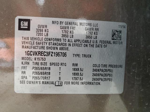 Photo 10 from auction – 2015 CHEVROLET SILVERADO with VIN 1GCVKREC3FZ196706