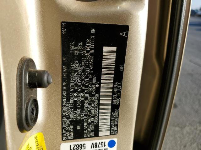 Photo 10 from auction – 2012 TOYOTA SIENNA LE with VIN 5TDKK3DC3CS204558