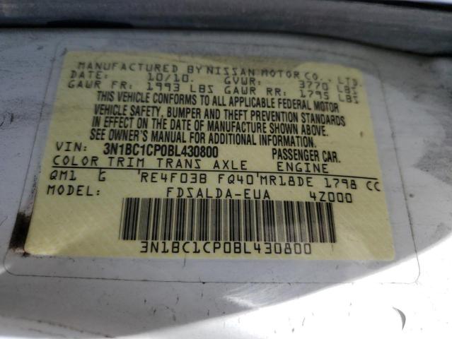 Zdjęcie 10 z aukcji – 2011 NISSAN VERSA S z VIN 3N1BC1CP0BL430800