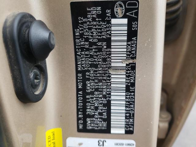 Photo 10 from auction – 2013 TOYOTA COROLLA BA with VIN 2T1BU4EE2DC998219
