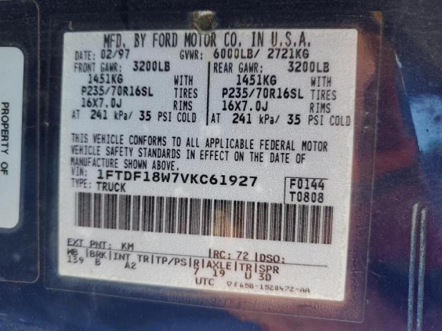 Photo 10 from auction – 1997 FORD F150 with VIN 1FTDF18W7VKC61927