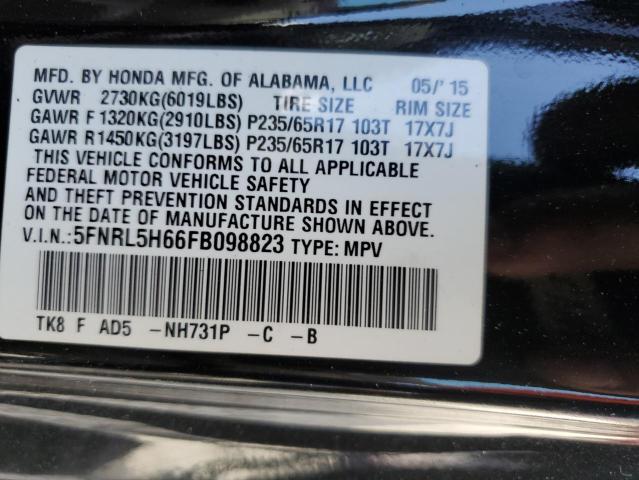 Photo 10 from auction – 2015 HONDA ODYSSEY EX with VIN 5FNRL5H66FB098823