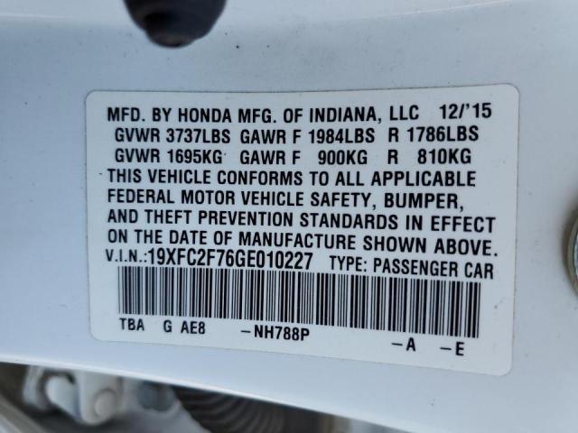 Photo 10 from auction – 2016 HONDA CIVIC EX with VIN 19XFC2F76GE010227