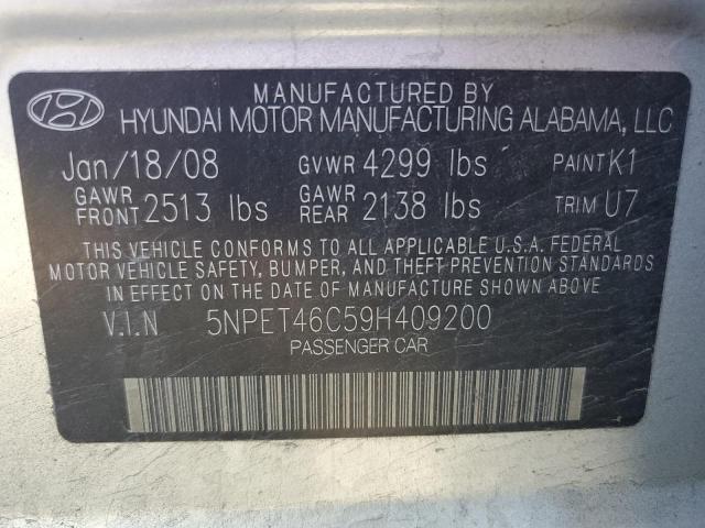 Photo 10 from auction – 2009 HYUNDAI SONATA GLS with VIN 5NPET46C59H409200
