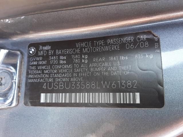 Photo 10 from auction – 2008 BMW Z4 3.0 with VIN 4USBU33588LW61382