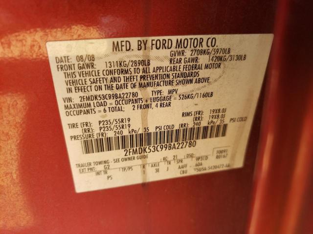 Photo 10 from auction – 2009 FORD FLEX LIMIT with VIN 2FMDK53C99BA22780