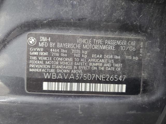 Photo 10 from auction – 2007 BMW 328 I with VIN WBAVA37507NE26547