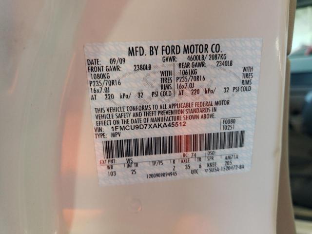 Photo 10 from auction – 2010 FORD ESCAPE XLT with VIN 1FMCU9D7XAKA45512