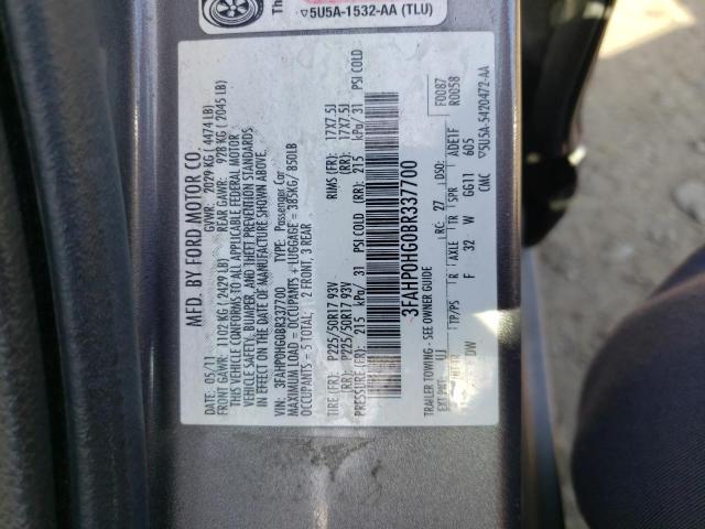 Photo 10 from auction – 2011 FORD FUSION with VIN 3FAHP0HG0BR337700