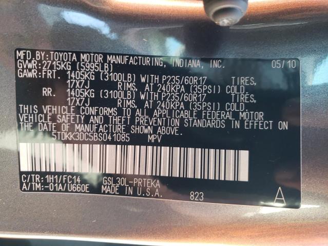 Photo 10 from auction – 2011 TOYOTA SIENNA LE with VIN 5TDKK3DC5BS041085
