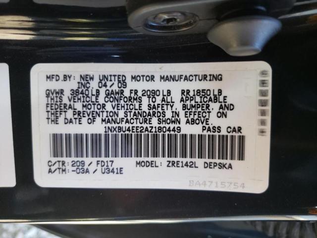 Photo 10 from auction – 2010 TOYOTA COROLLA with VIN 1NXBU4EE2AZ180449