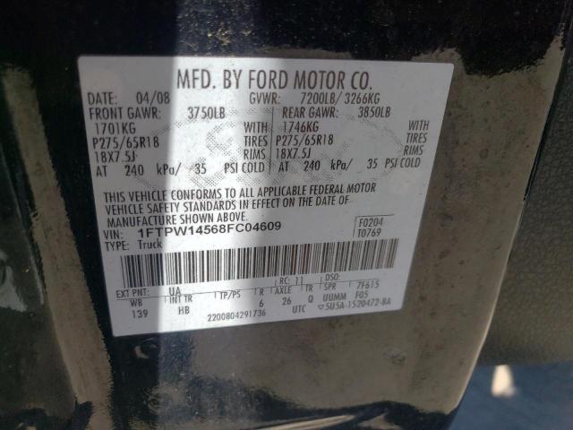 Photo 10 from auction – 2008 FORD F150 SUPER with VIN 1FTPW14568FC04609