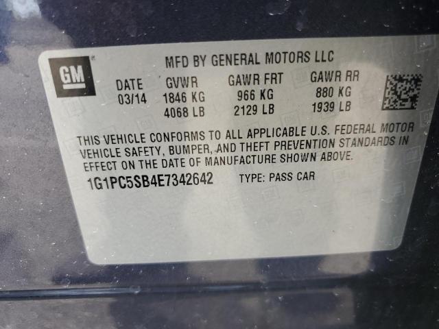 Photo 10 from auction – 2014 CHEVROLET CRUZE LT with VIN 1G1PC5SB4E7342642