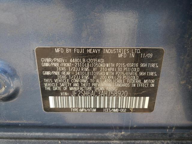 Photo 10 from auction – 2010 SUBARU FORESTER 2 with VIN JF2SH6AC3AH758920