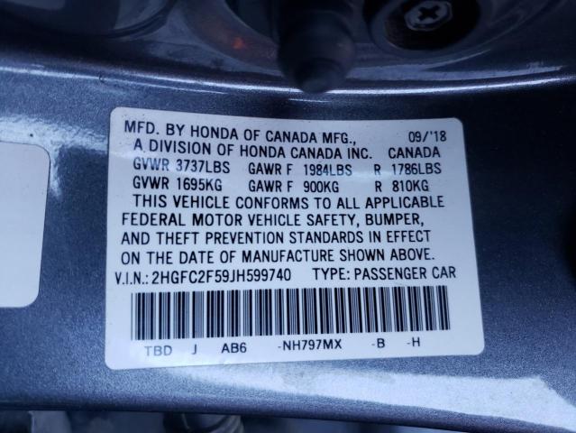 Photo 10 from auction – 2018 HONDA CIVIC LX with VIN 2HGFC2F59JH599740