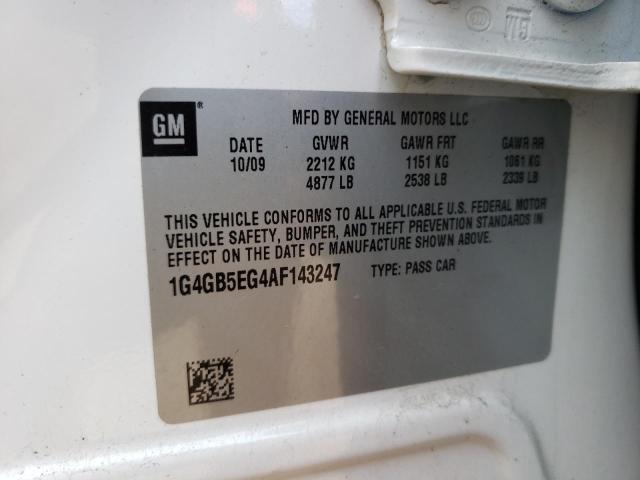 Photo 10 from auction – 2010 BUICK LACROSSE C with VIN 1G4GB5EG4AF143247