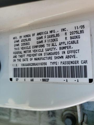 Photo 10 from auction – 2006 ACURA 3.2TL with VIN 19UUA66286A016056