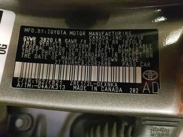 Photo 10 from auction – 2018 TOYOTA COROLLA L with VIN 2T1BURHE8JC062688