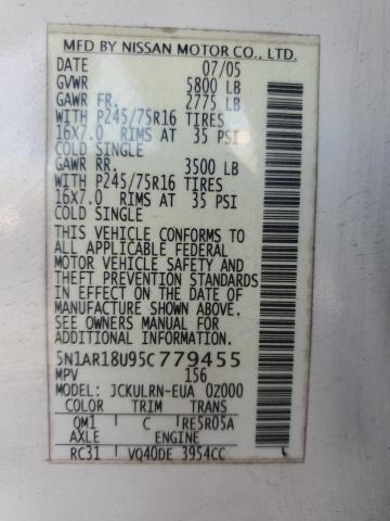 Photo 10 from auction – 2005 NISSAN PATHFINDER with VIN 5N1AR18U95C779455