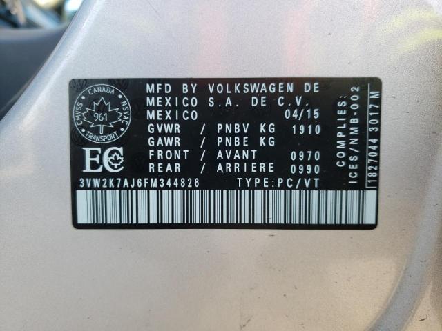 Photo 10 from auction – 2015 VOLKSWAGEN JETTA BASE with VIN 3VW2K7AJ6FM344826