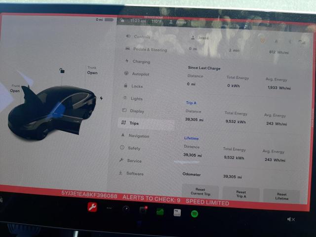 Photo 8 from auction – 2019 TESLA MODEL 3 with VIN 5YJ3E1EA8KF396088