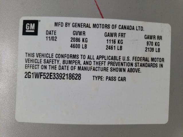 Photo 10 from auction – 2003 CHEVROLET IMPALA with VIN 2G1WF52E339218628