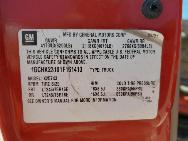 Photo 10 from auction – 2001 CHEVROLET SILVERADO with VIN 1GCHK23101F161413
